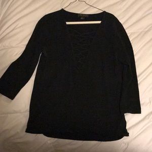 Black cross front shirt